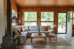 Bright open living space with comfortable seating for 6