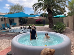 8' wide pool is ideal and fun for kiddos but watch them around water anyway. 