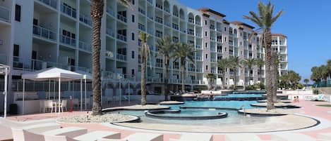 Lounge by the luxurious Diamond Beach Resort pool