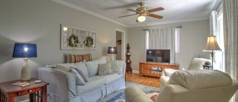 Cozy living room with sofa bed