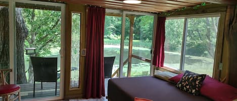 You wake to this view! Pollinator Tiny Cabin has views that are stunning in all seasons.