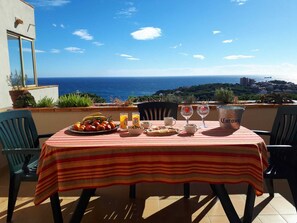 La terrasse et sa vue.