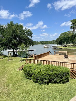 The boathouse, the deck, and the view