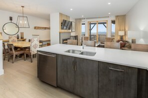 Living room with mountain valley view.