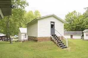 Outside of Cellar House-entrance has a stair way.