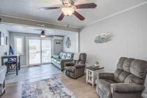 View of Living Room & Slider to Boat Slip