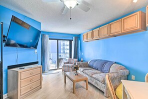 Living Room | Smart TV w/ Cable | Access to Balcony