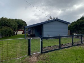 Enclosed yard for pets.