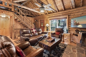Cabin boasts three levels to maximize the small footprint