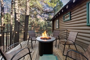 Enjoy the propane fire table under the stars
