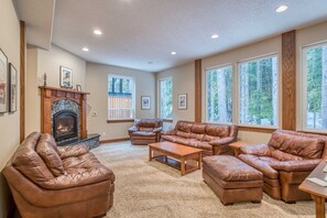 Living room with cozy fireplace