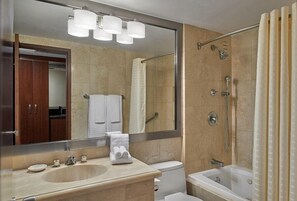 Beautifully updated full bathroom with fresh linens