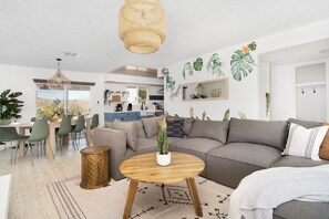 Living Room to Dining Room to Kitchen to backyard
