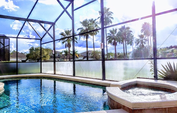 Enjoy a swim with your family in your private heated pool or unwind in the spa.