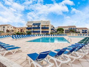 Sky, Water, Cloud, Swimming Pool, Blue, Building, Outdoor Furniture, Plant, Sunlounger, House