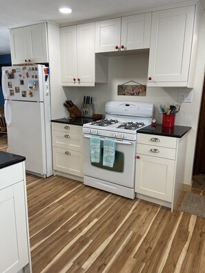 Gas stove and oven.