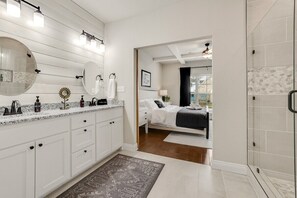 Our mater bathroom is second to none! With double sinks, a huge standing shower, massive closet, and tons of counter space.