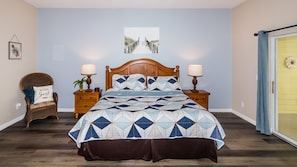 A rare find here with King bed, Smart TV, screened balcony access, and Private en-suite