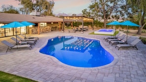Sprawling Pool deck with amazing heated pool