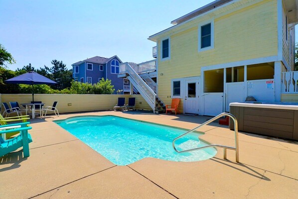 Take a dip in the pool on a warm, sunny day.