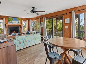 Relax in the spacious Living Area and gather together for family movie night! Please Note: The fireplace is not for guest use.
