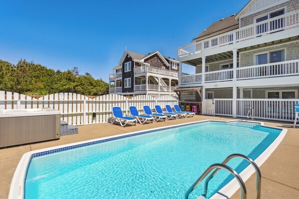 Enjoy a dip in the Private 40' x 12' Saltwater Pool with the adjacent Tiki Bar!