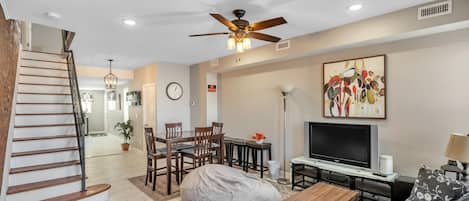 Ceiling Fan, Living Room, Indoors, Room, Chair