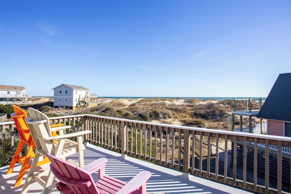Enjoy views of the ocean from the deck!