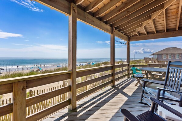 Back deck with ocean views