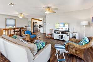 Relax in the spacious Living Area with a Flat Screen TV!