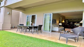 Slip resistant tile, lanai with key lock NanaWall doors - securely exit to pools