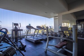 Well-equipped gym with view