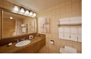 Full bathroom with a shower. Basic toiletries and towels are provided
