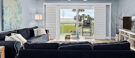 Gorgeous ocean views from the living room sofa! 