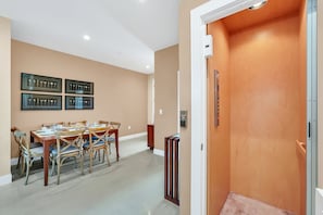 Dining area and elevator