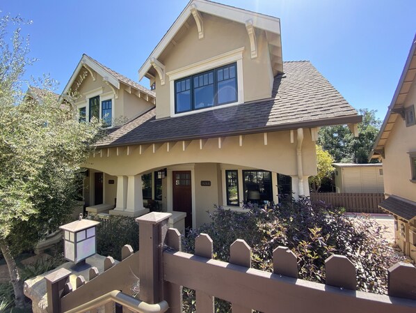 View of cottage from Laguna Court bridge