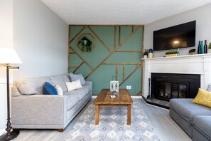 Relax next to to the beautiful accent wall