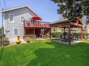 The most amazing backyard! Large deck off the kitchen, a covered gazebo, firepit area and extra lounging space under the deck!