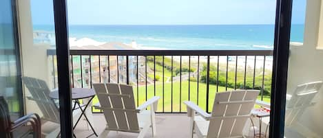 Deck view of beach and ocean!