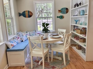 Cozy dining nook for indoor meals. 