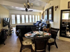 kitchen table and living room