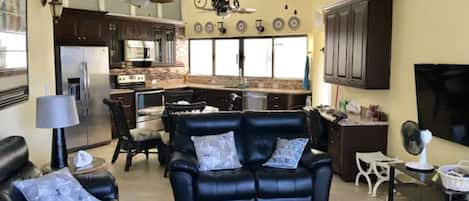 living room and kitchen