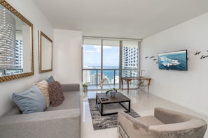 More of our living, Fisher Island on the view.