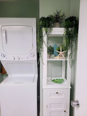 washer and dryer in the bathroom