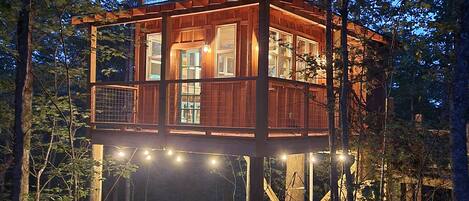 Night view of treehouse