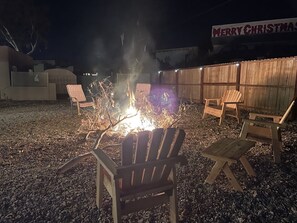 Backyard fire pit area 