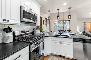 Fully appointed kitchen.