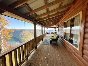 A full wraparound deck! Plenty of space  with 2 sofas & 2 separate tables.
