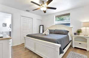 Master bedroom + TV + full bathroom