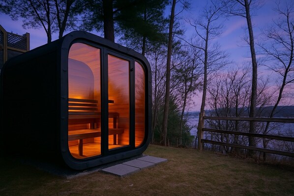 Sauna with Lake Views